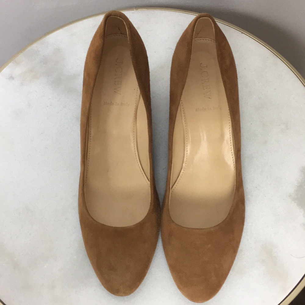 J. Crew Camel Suede Wedge Sz 10.5